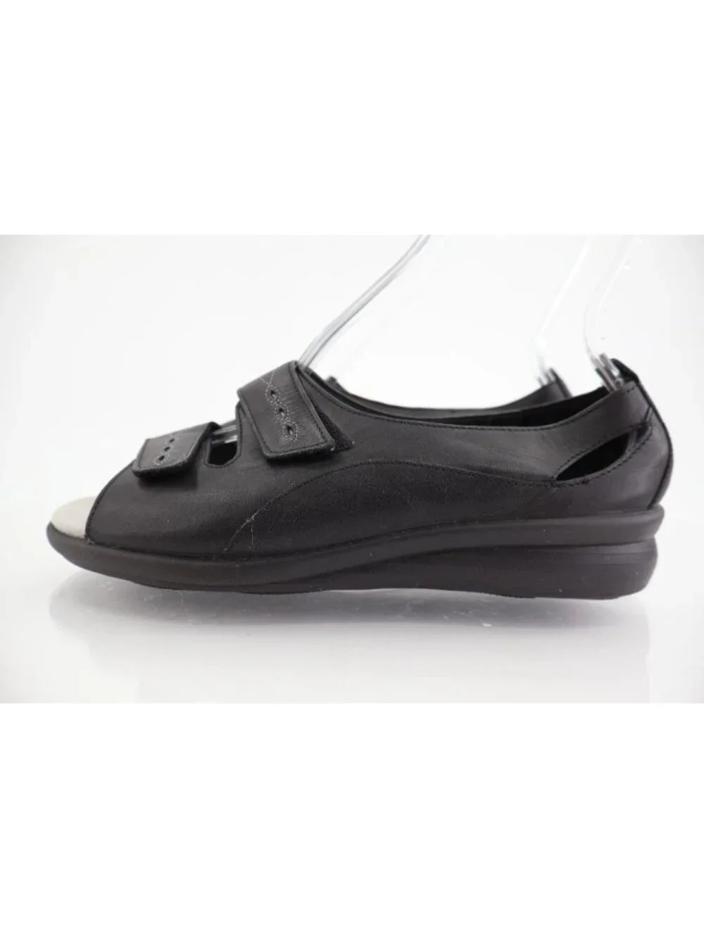 Hotter England Women's Florence Sandal Size 10 Black Leather Adjustable Strap